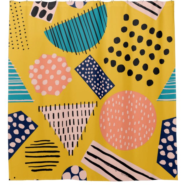 Abstraktes nahtloses Muster mit verschiedenen Form Duschvorhang (Vorderseite)