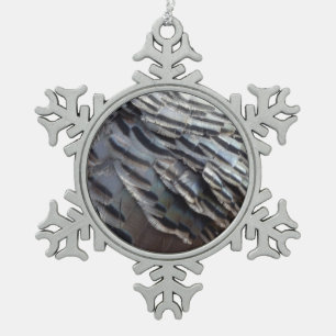 Abstraktes Naturdesign Wild Truthahn Federn II Schneeflocken Zinn-Ornament