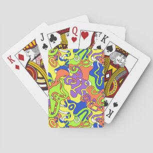 Abstraktes Neon-Doodle-Labyrinth-Muster Spielkarten