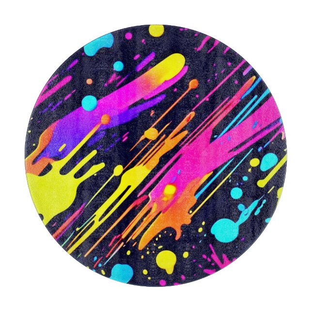 Abstraktes Neon-Farbtupdesign Schneidebrett (Vorderseite)