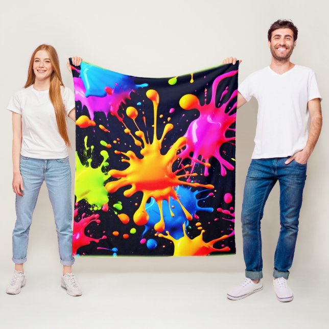 Abstraktes Neon Paint Splash Artwork Fleecedecke (Beispiel)