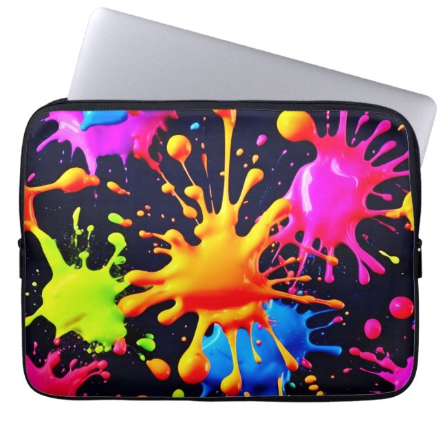 Abstraktes Neon Paint Splash Artwork Laptopschutzhülle (Vorderseite)