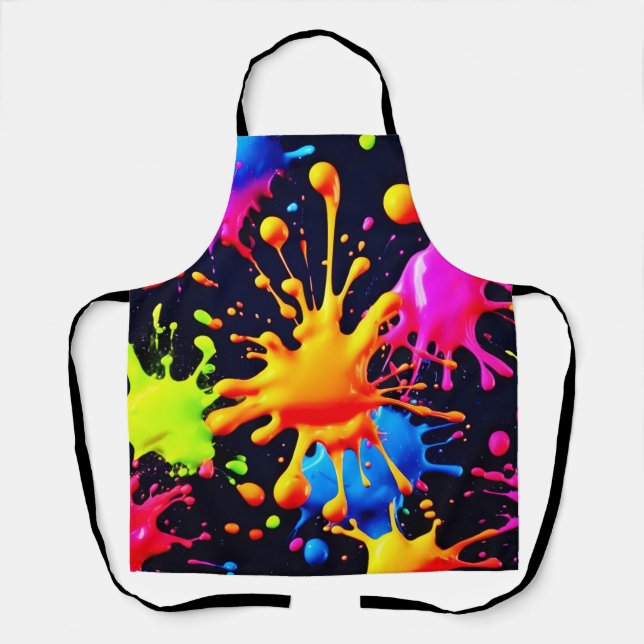 Abstraktes Neon Paint Splash Artwork Schürze (Vorderseite)