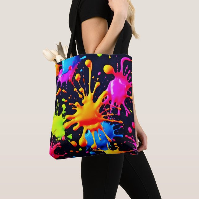 Abstraktes Neon Paint Splash Artwork Tasche (Von Nahem)