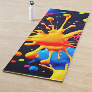 Abstraktes Neon Paint Splash Artwork Yogamatte