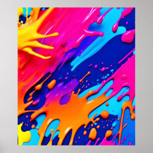 Abstraktes Neon Paint Tropfen Design Poster