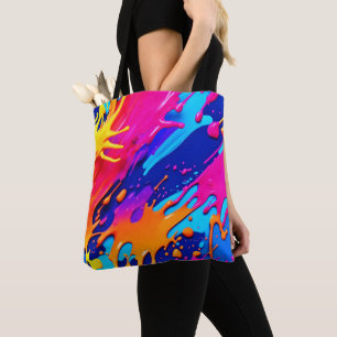 Abstraktes Neon Paint Tropfen Design Tasche