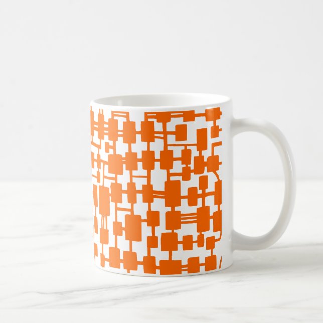 Abstraktes Netzwerk - Orange on White Kaffeetasse (Rechts)
