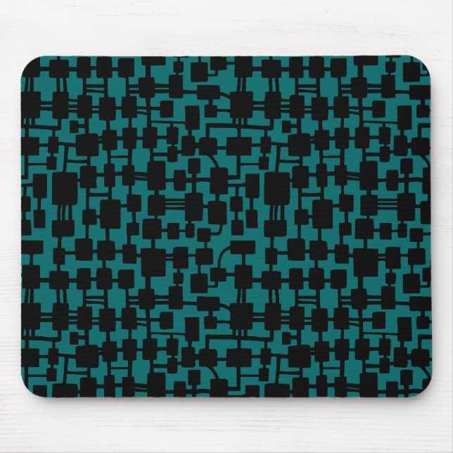 Abstraktes Netzwerk - Schwarz auf Aquamarin 00666 Mousepad (Vorne)