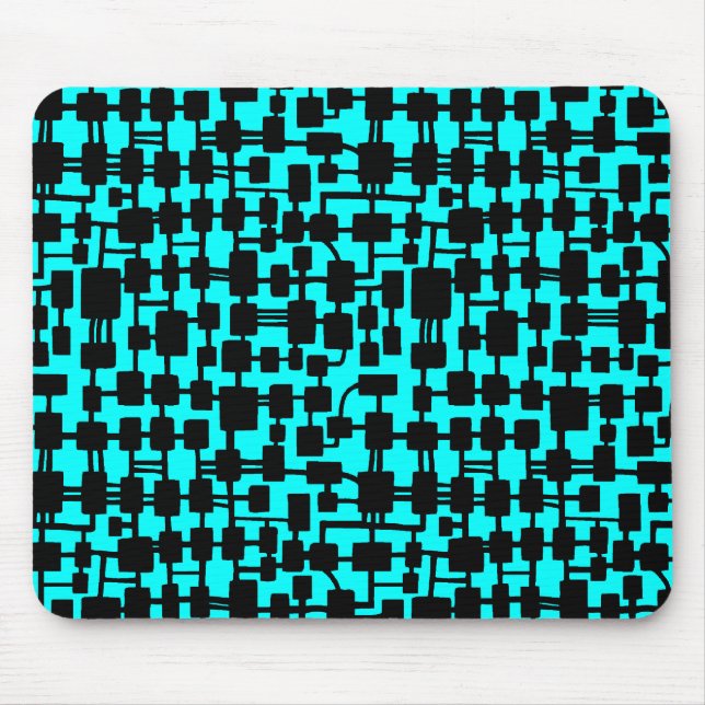 Abstraktes Netzwerk - Schwarz auf Cyan 00FFFF Mousepad (Vorne)