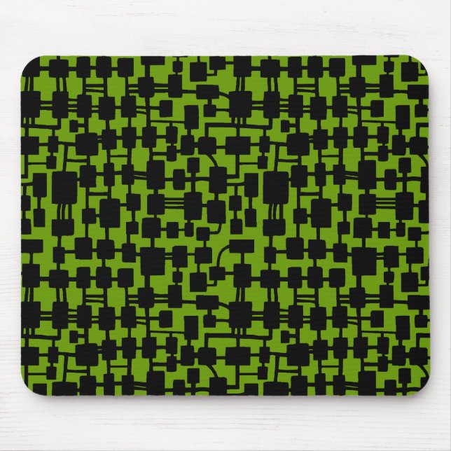 Abstraktes Netzwerk - Schwarz auf Grün 669900 Mousepad (Vorne)