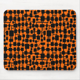 Abstraktes Netzwerk - Schwarz auf Orange FF6600 Mousepad