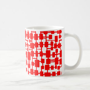 Abstraktes Netzwerk - Schwarz auf Rot Kaffeetasse