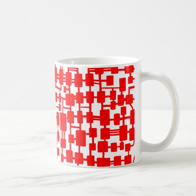 Abstraktes Netzwerk - Schwarz auf Rot Kaffeetasse (Rechts)