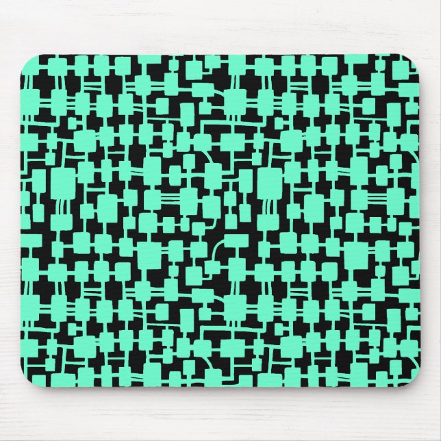 Abstraktes Netzwerk - Türkisblau auf Schwarz Mousepad (Vorne)