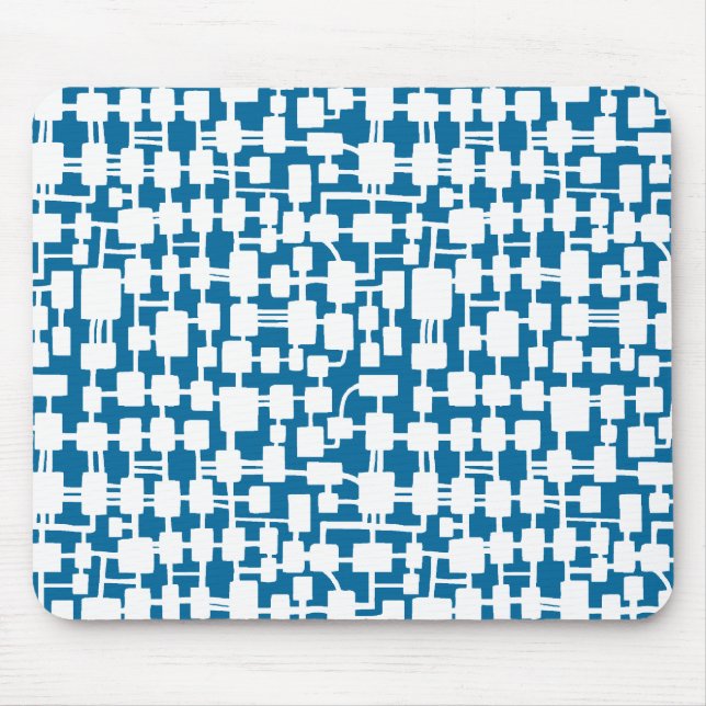 Abstraktes Netzwerk - White on Blue 006699 Mousepad (Vorne)