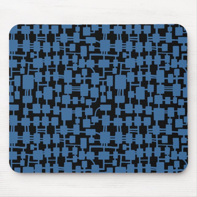 Abstraktes Netzwerk - Wüstenblau auf schwarz Mousepad (Vorne)