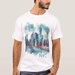Abstraktes New York City Wasserfarben T-Shirt