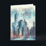 Abstraktes New York Skyline Happy Birthday Gruß Karte<br><div class="desc">"AI-generiertes Kunstwerk mit Designrichtung von Susang6"</div>