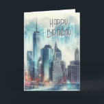 Abstraktes New York Skyline Happy Birthday Gruß Karte<br><div class="desc">"AI-generiertes Kunstwerk mit Designrichtung von Susang6"</div>