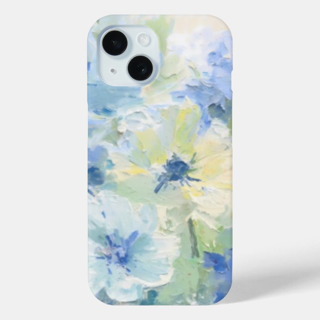 Abstraktes Ölbild Blaue Blumen Impressionist  Case-Mate iPhone Hülle (Rückseite)