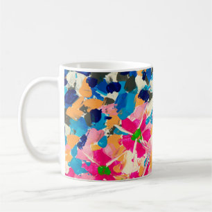 abstraktes Ölgemälde auf Leinwand. Mehrfarbig wa Kaffeetasse