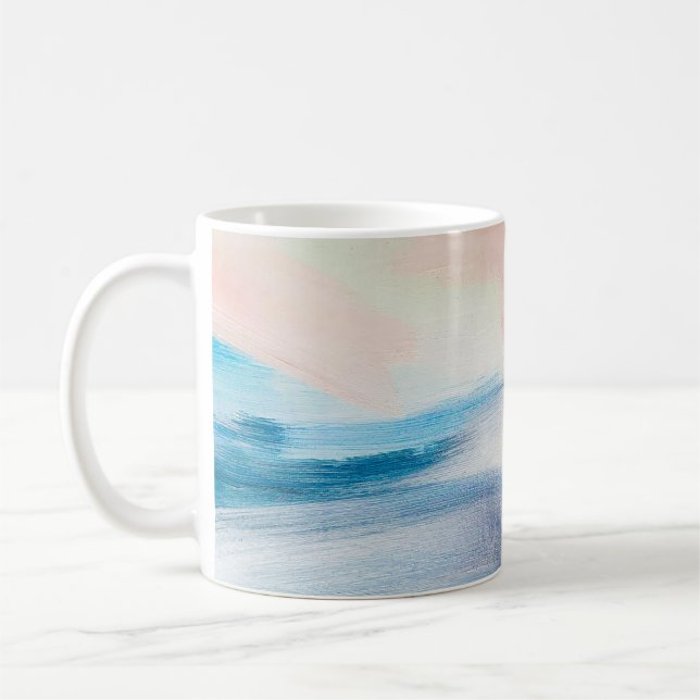 Abstraktes Ölgemälde, Leinwandtextur. Kaffeetasse (Links)