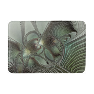 Abstraktes Olive Sage Green Grau Fraktal Art Fanta Badematte