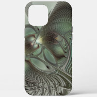 Abstraktes Olive Sage Green Grau Fraktal Art Fanta