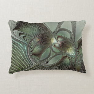 Abstraktes Olive Sage Green Grau Fraktal Art Fanta Dekokissen
