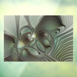 Abstraktes Olive Sage Green Grau Fraktal Art Fanta Fensteraufkleber