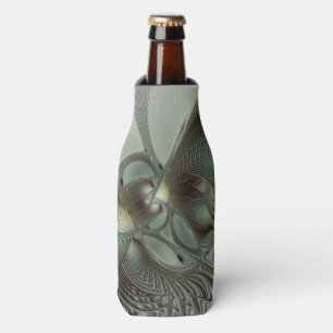 Abstraktes Olive Sage Green Grau Fraktal Art Fanta Flaschenkühler