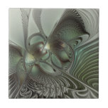 Abstraktes Olive Sage Green Grau Fraktal Art Fanta Fliese<br><div class="desc">Abstrakte Fraktal-Kunst,  eine moderne und dekorative Fantasie-Schöpfung. Design für Ihre Keramik Fliesen und mehr.</div>