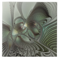 Abstraktes Olive Sage Green Grau Fraktal Art Fanta