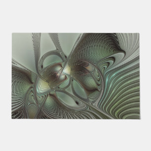 Abstraktes Olive Sage Green Grau Fraktal Art Fanta Fußmatte