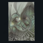 Abstraktes Olive Sage Green Grau Fraktal Art Fanta Geschirrtuch<br><div class="desc">Abstrakte Fraktal-Kunst,  eine moderne und dekorative Fantasie-Schöpfung. Design für Ihr Küchentuch und mehr.</div>