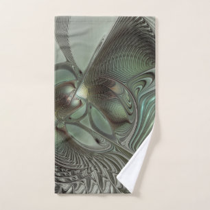 Abstraktes Olive Sage Green Grau Fraktal Art Fanta Handtuch