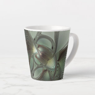 Abstraktes Olive Sage Green Grau Fraktal Art Fanta Milchtasse