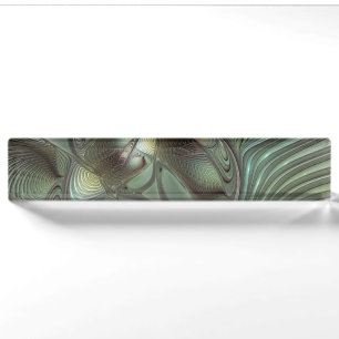 Abstraktes Olive Sage Green Grau Fraktal Art Fanta Namensplakette