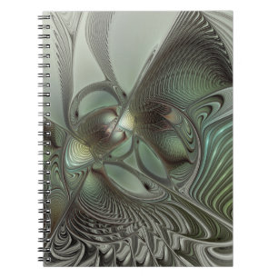 Abstraktes Olive Sage Green Grau Fraktal Art Fanta Notizblock