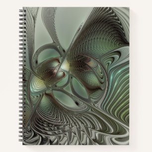 Abstraktes Olive Sage Green Grau Fraktal Art Fanta Notizbuch