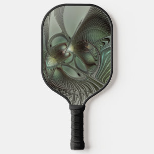 Abstraktes Olive Sage Green Grau Fraktal Art Fanta Pickleball Schläger