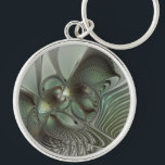 Abstraktes Olive Sage Green Grau Fraktal Art Fanta Schlüsselanhänger<br><div class="desc">Abstrakte Fraktal-Kunst,  eine moderne und dekorative Fantasie-Schöpfung. Design für Ihren Schlüsselanhänger und mehr.</div>