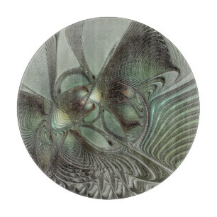 Abstraktes Olive Sage Green Grau Fraktal Art Fanta Schneidebrett