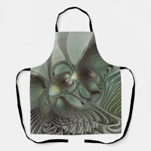Abstraktes Olive Sage Green Grau Fraktal Art Fanta Schürze