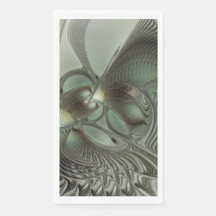 Abstraktes Olive Sage Green Grau Fraktal Art Fanta Serviette
