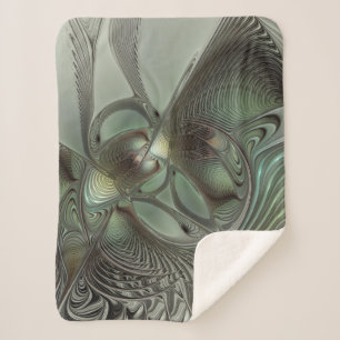 Abstraktes Olive Sage Green Grau Fraktal Art Fanta Sherpadecke