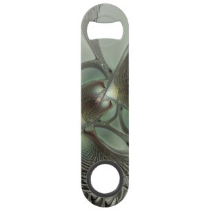 Abstraktes Olive Sage Green Grau Fraktal Art Fanta Speed Flaschenöffner