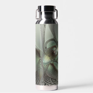 Abstraktes Olive Sage Green Grau Fraktal Art Fanta Trinkflasche