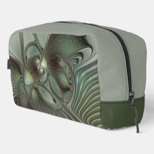 Abstraktes Olive Sage Green Grau Fraktal Art Fanta Waschbeutel